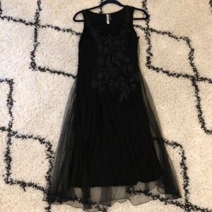 monoreno black embroidered mesh dress m7901